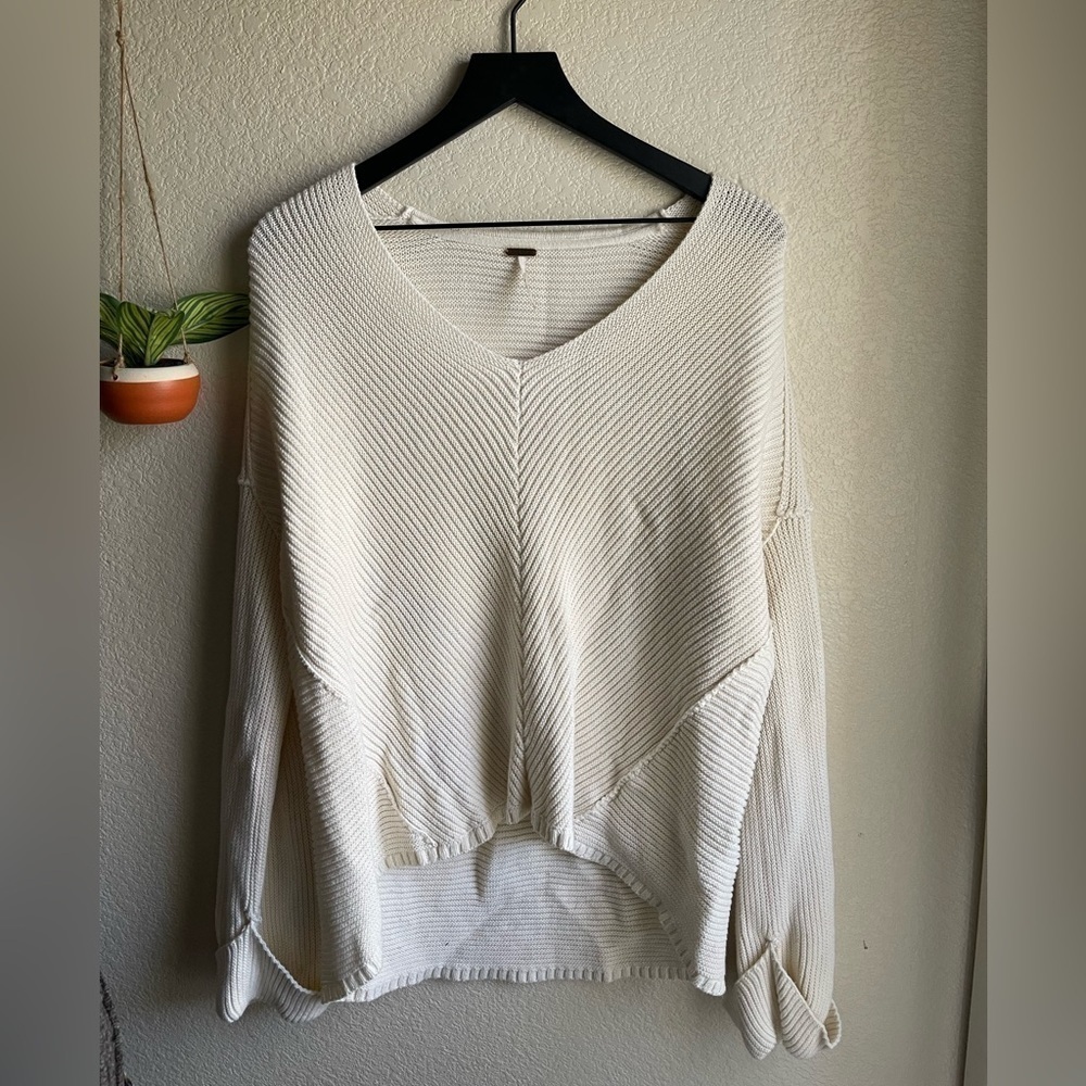Free People La Brea Oversized V Neck Sweater XS